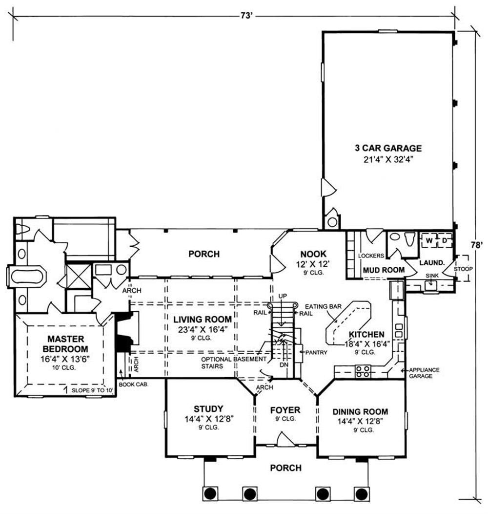 Floor Plan First Story of Colonial Plan #178-1034